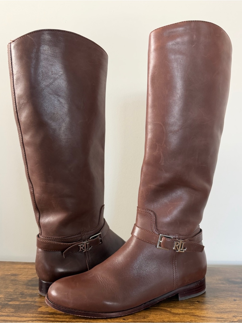 Lauren Ralph Lauren Brooke II Leather Riding Boots Dark Brown Sz 9 - Picture 3 of 13